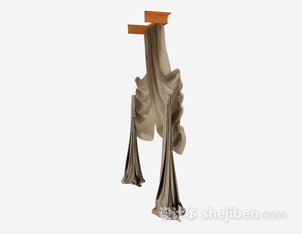 设计本棕色纱质窗帘3d模型下载