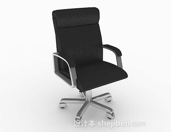 简约黑色轮滑式办公椅3d模型下载