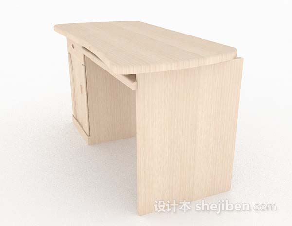 免费黄色简单木质书桌3d模型下载