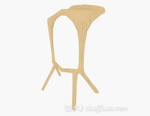 免费个性黄色木质吧台椅3d模型下载