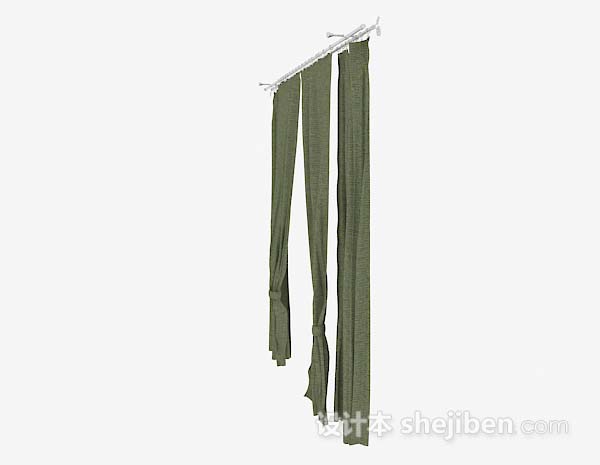 设计本橄榄绿简单窗帘3d模型下载