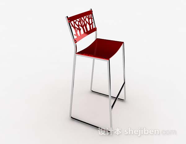 免费现代个性红色高脚椅子3d模型下载