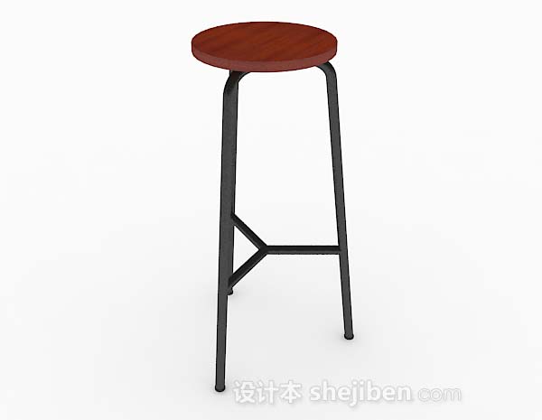 设计本简约木质圆形吧台凳3d模型下载