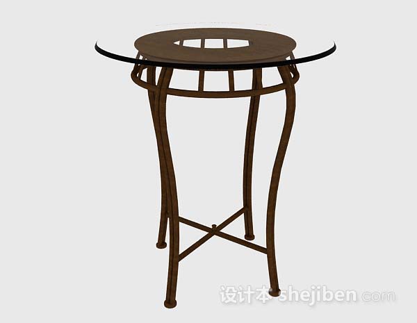 现代风格家居棕色圆桌3d模型下载