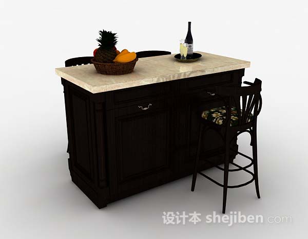 免费现代家居餐桌椅组合3d模型下载