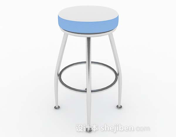 现代风格蓝白圆形凳子3d模型下载