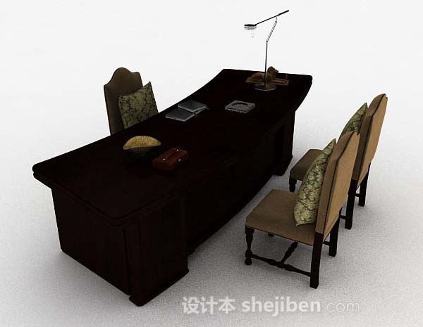 设计本高档办公桌椅组合3d模型下载