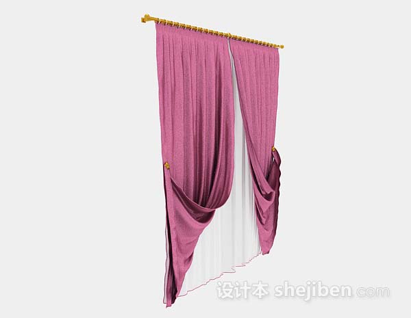 免费粉色窗帘3d模型下载