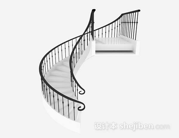 现代风格黑色旋转楼梯3d模型下载