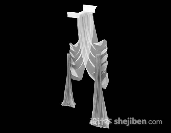 设计本白色纱质窗帘3d模型下载