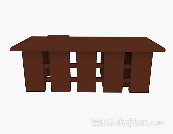 设计本深棕色办公桌3d模型下载