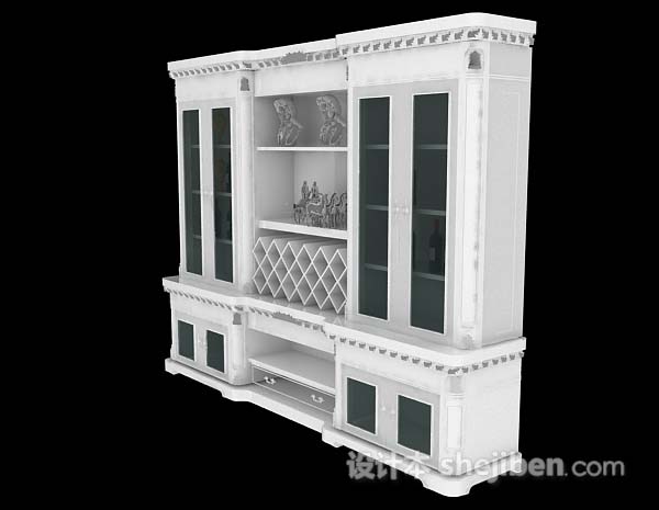现代风格白色家居展示柜3d模型下载