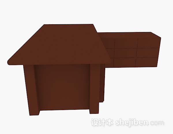 现代风格深棕色办公桌3d模型下载