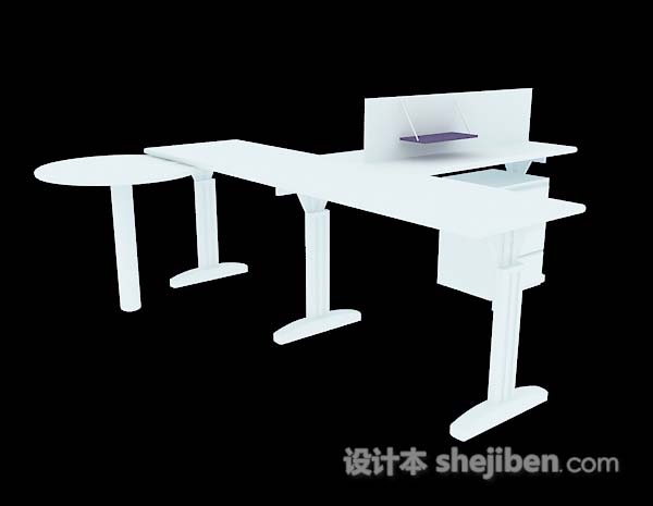 现代风格白色简单办公桌3d模型下载