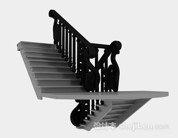 现代风格雕花楼梯3d模型下载
