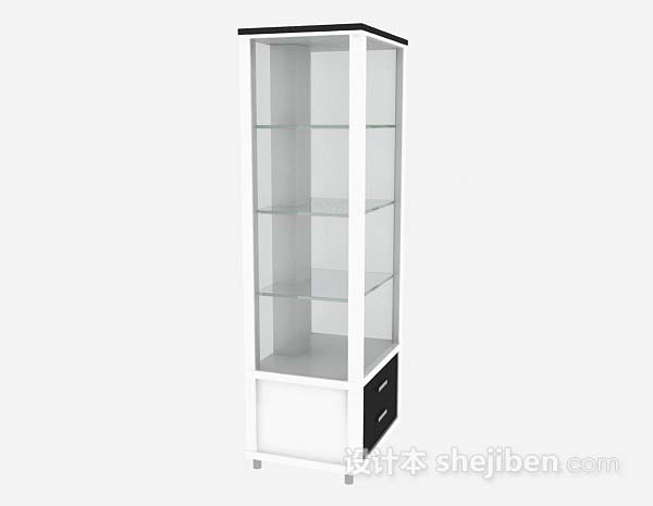 免费白色玻璃展示柜3d模型下载