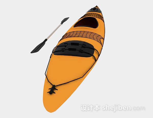设计本黄色双人划艇3d模型下载