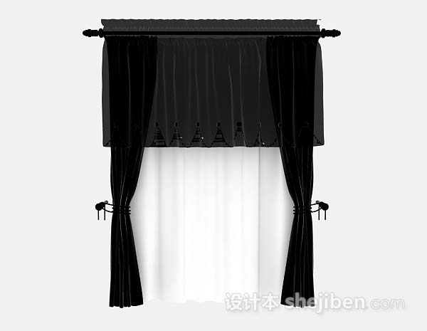 黑色窗帘3d模型下载