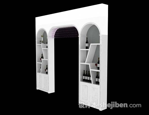 设计本白色家居酒柜3d模型下载