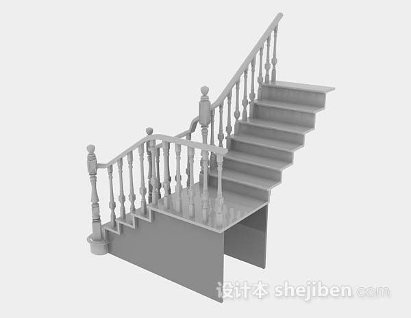 设计本欧式转角楼梯3d模型下载