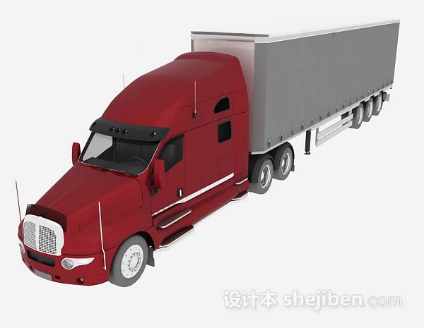 现代风格红色货车3d模型下载