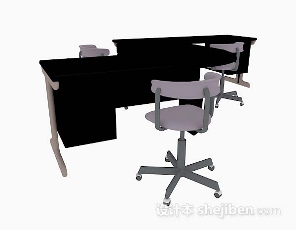 简单办公桌椅3d模型下载
