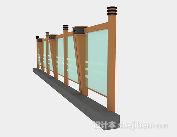设计本棕色栏杆3d模型下载