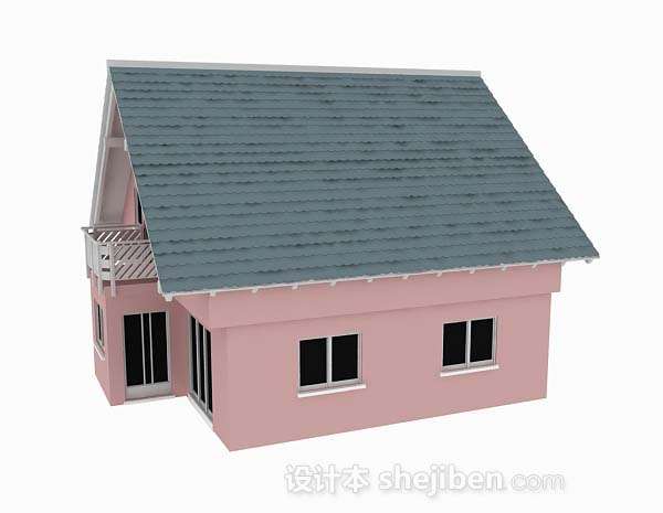 设计本粉色小木屋3d模型下载