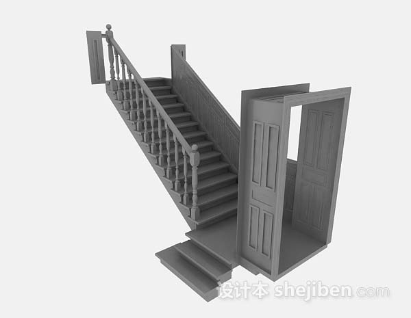 灰色玄关楼梯3d模型下载