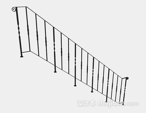 免费黑色楼梯栏杆3d模型下载