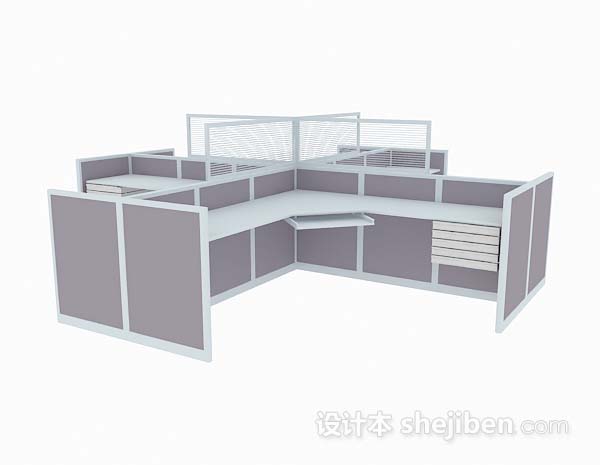 浅棕色办公桌3d模型下载