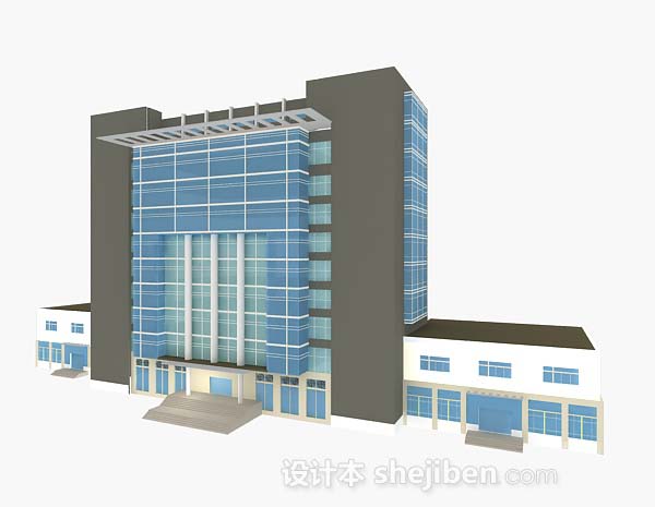蓝色办公大厦3d模型下载