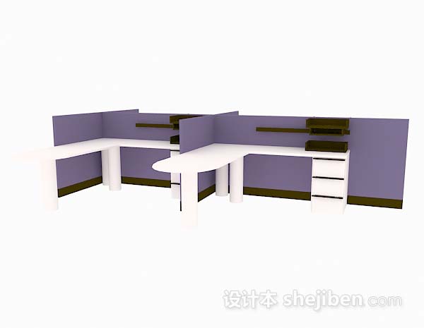现代风格紫色办公桌3d模型下载