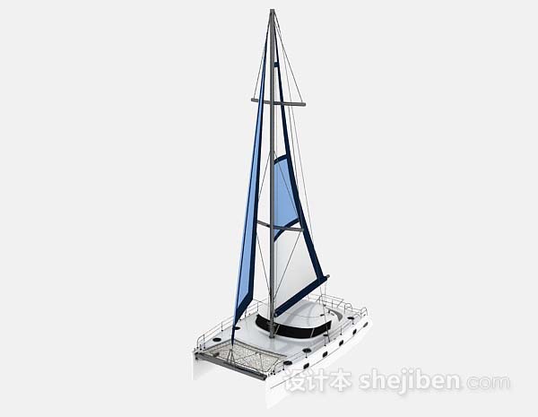 白色帆船3d模型下载