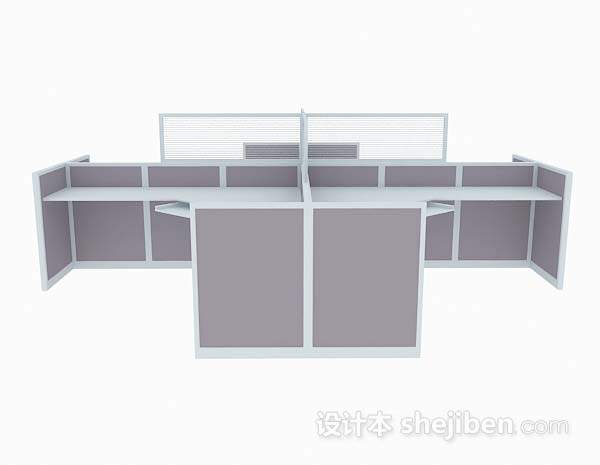现代风格浅棕色办公桌3d模型下载