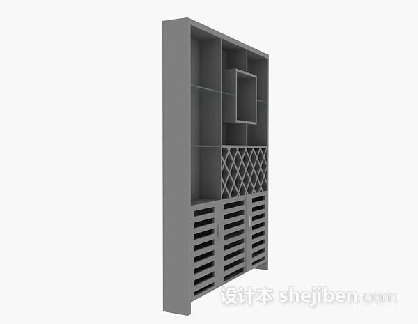免费灰色木质展示柜3d模型下载