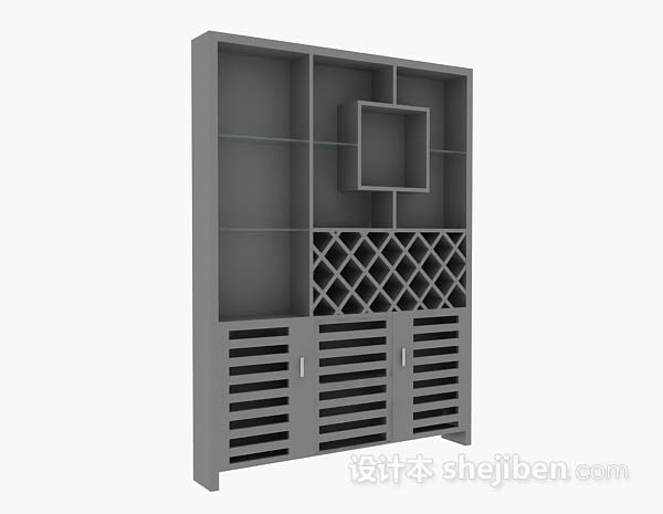 现代风格灰色木质展示柜3d模型下载