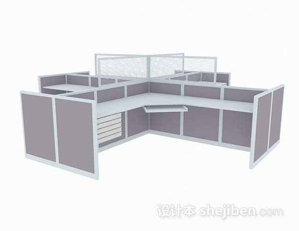 免费浅棕色办公桌3d模型下载