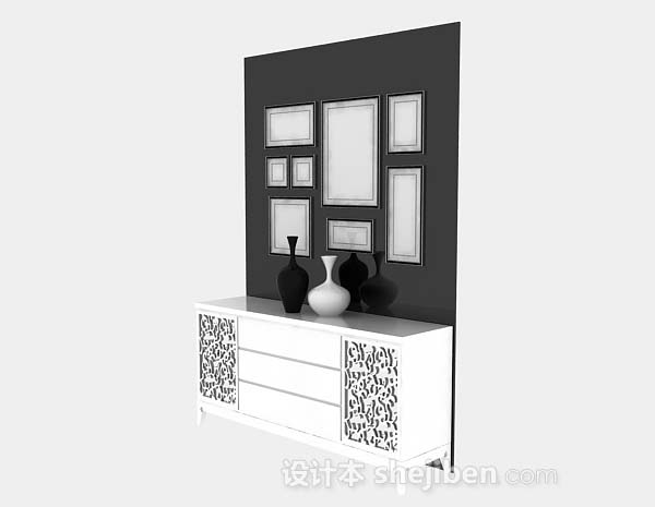 现代风格白色家居厅柜3d模型下载