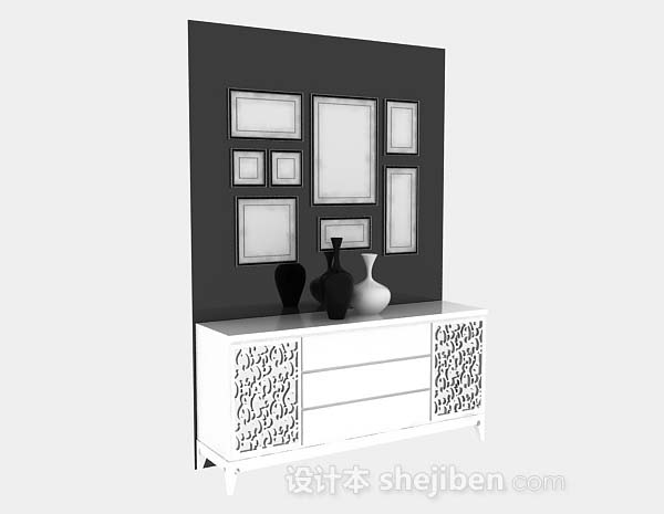 免费白色家居厅柜3d模型下载