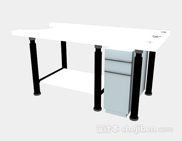 现代风格白色办公桌3d模型下载