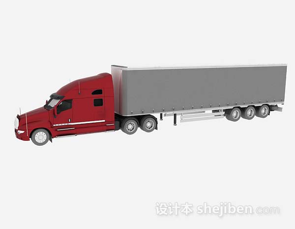 免费红色货车3d模型下载