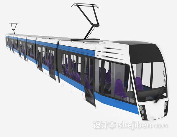 设计本蓝白色电车3d模型下载