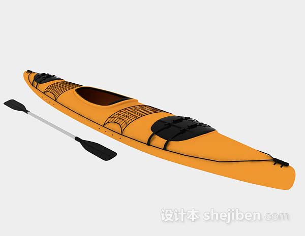 免费黄色双人划艇3d模型下载