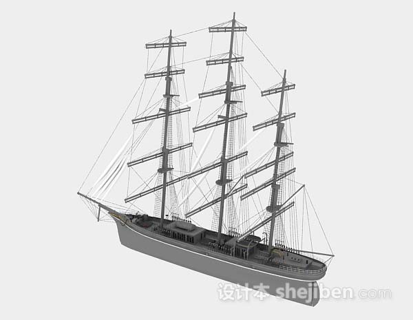 免费灰色帆船3d模型下载