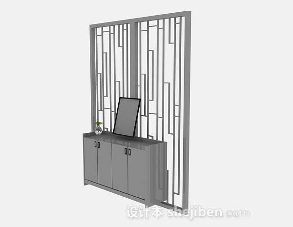 现代风格灰色木质玄关柜3d模型下载