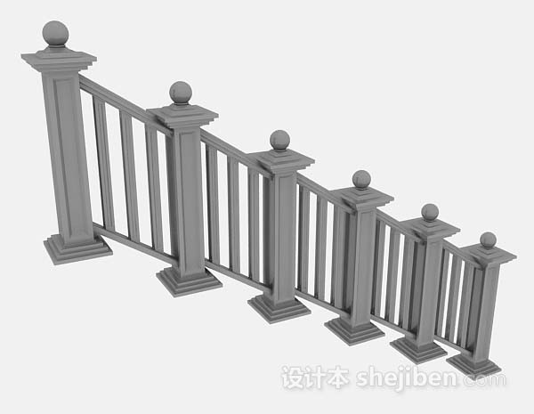 免费灰色楼梯栏杆3d模型下载