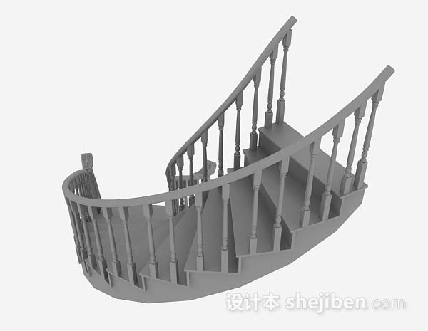 免费灰色楼梯3d模型下载