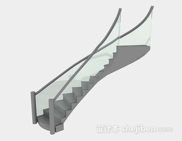设计本灰色旋转楼梯3d模型下载