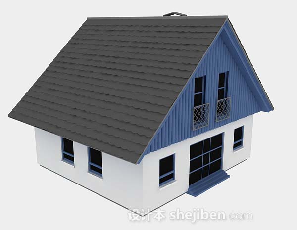设计本蓝色小木屋3d模型下载